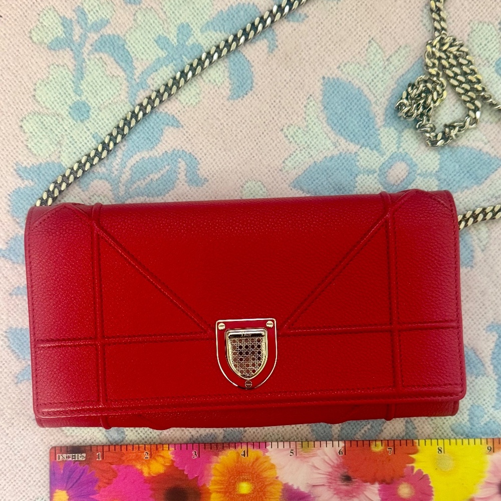 Authentic Christian Dior *Croisier* WOC Crossbody Bag Grained Calfskin Diorama